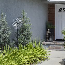 Galvanized Dual Wind Spinner Garden Stake