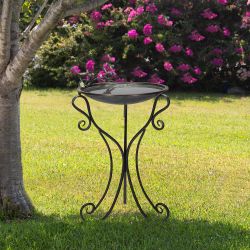 Alpine Corporation 35" Tall Outdoor Antique Style Galvanized Metal Birdbath Bowl with Bird Figurines