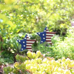 Patriotic Star Metal Garden Stake - Display of 18