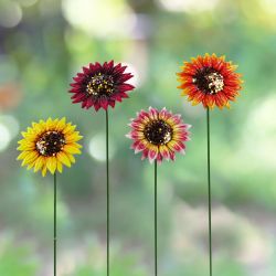 Colorful Glitter Sunflower Metal Pot Stickers- Display of 12