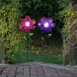 Alpine Corporation 29"L Solar Spinning Flower Garden Stake-Assorted Display of 8