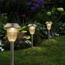 Solar Stainless Steel Pathway LED - Lights Tray Pack of 9