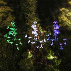 Solar Powered Branch w/ 20 Flowers & LED Lights Garden Stake