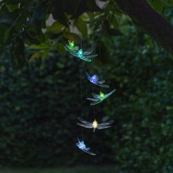 Solar Dragonfly Mobile with Color-Changing LED Lights