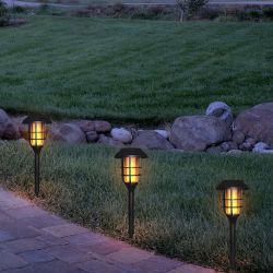 Alpine Corporation 17" Tall Outdoor Solar Powered Pathway LED Torch Light Stakes (Set of 6)