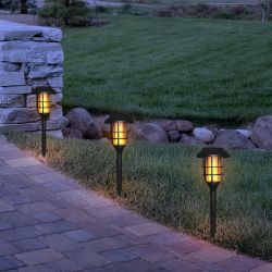 Solar Black Mini Torch Pathway LED Light - Tray Pack of 12