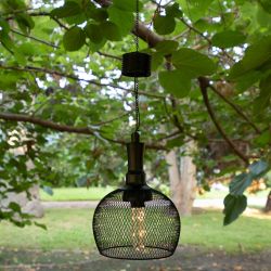 Solar Mesh Round Hanging Lantern w/21 Warm White LED Lights