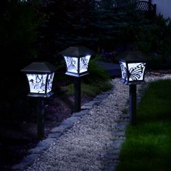 Solar Black Insect/Bird Pathway Lights-Asstd Tray Pack of 16
