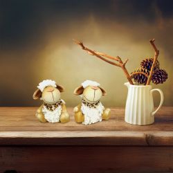 Alpine Corporation 17"L Ceramic Sheeps Statue - Assorted Tray Pack Of 8