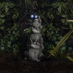 Solar Three Stack Frogs with LED Light Statue