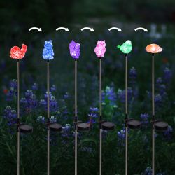 Solar Garden Friends Stake Clr Chng LED-Asst'd Tray Pk of 20