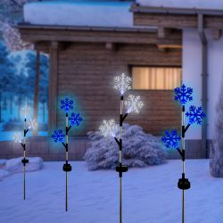 3-Tier Solar Snowflake Stake with LED Lights - Display of 8