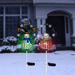 Solar Festive Color Changing Snowman Stake - Display of 8