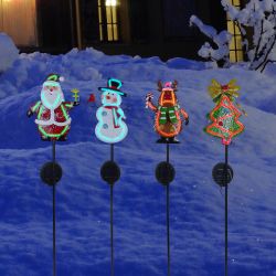 Alpine Corporation 23"L Solar Iconic Christmas Figures Stake - Asstd Display of 12