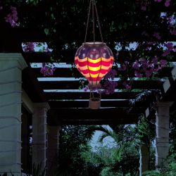 Solar Patriotic Balloon Light with Flickering LEDs and Stand