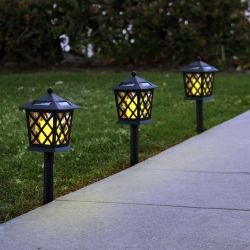 Alpine Corporation 16" Tall Outdoor Solar Powered Pathway LED Light Stakes (Set of 4)