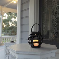 Solar Dark Brown LED Candle Lantern with Shepherd's Hook