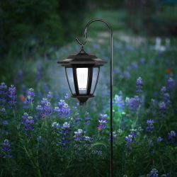 Alpine Corporation Solar Powered Black Lantern with LED Light