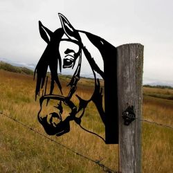 Alpine Corporation 11"L Farm Metal Horse Fence or Post Decor