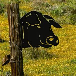 Alpine Corporation 11"L Farm Metal Pig Peeking Fence or Post Decor