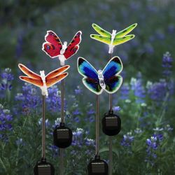 Solar Dragonfly/Butterfly Stake w/LED - Asstd Tray Pk of 12