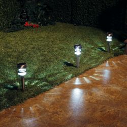 Solar Silver Garden Pathway Stake w/LED - Tray Pack of 15