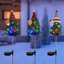 Solar Gnome Tree Christmas Garden Stake - Tray Pack of 9
