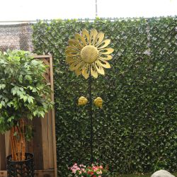 Alpine Corporation 26"L Yellow Sunflower Kinetic Wind Spinner Stake
