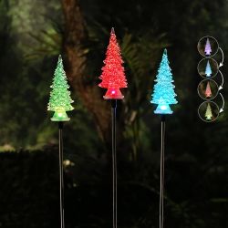 Solar Christmas Tree Stake with Color Changing LED Lights