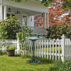 Alpine Corporation 31" Tall Outdoor Antique Flower Birdbath with Bird Decoration Yard Statue
