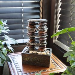Alpine Corporation 12" Tall Indoor/Outdoor Eternity Tabletop Stacked Stone Water Fountain