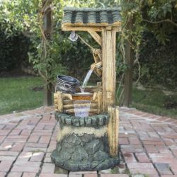 Alpine Corporation 50" Tall Outdoor Water Well Fountain with Tiering Bucket