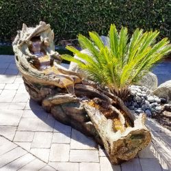 Alpine Corporation 80" Long Indoor/Outdoor Wood River Log Fountain with LED Lights
