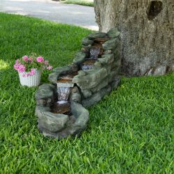 Alpine Corporation 61" Long Rocky River Rapids Fountain with LED Lights Yard Décor