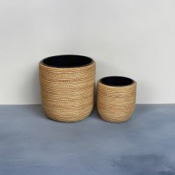 17"L Poly Rattan Planter with PP Insert - Set of 2