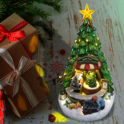 Alpine Corporation Indoor Christmas Tree Shop Rotating Scene Holiday Decoration with LED Lights