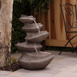 Alpine Corporation Cascading Outdoor Fountain with LED Lights, 31" High