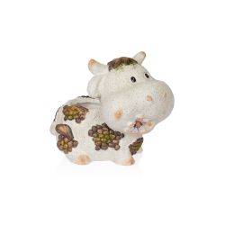 Alpine Corporation 16"L Smiling Cow Statue Planter with Drainage Hole