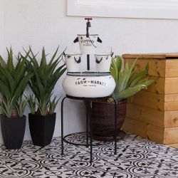 Alpine Corporation 36" Tall White Buckets with Faucet Tabletop Fountain Decoration
