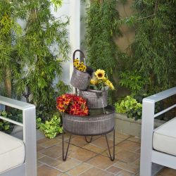 Alpine Corporation 3-Tier Vintage Tubs and Planters Fountain, 33" High