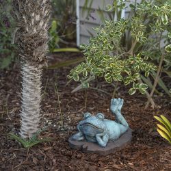 Alpine Corporation 9" Tall Indoor/Outdoor Sunbathing Frog Garden Statue Decoration, Multicolor