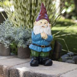 Alpine Corporation 11" Tall Classic Outdoor Garden Gnome Yard Statue Decoration